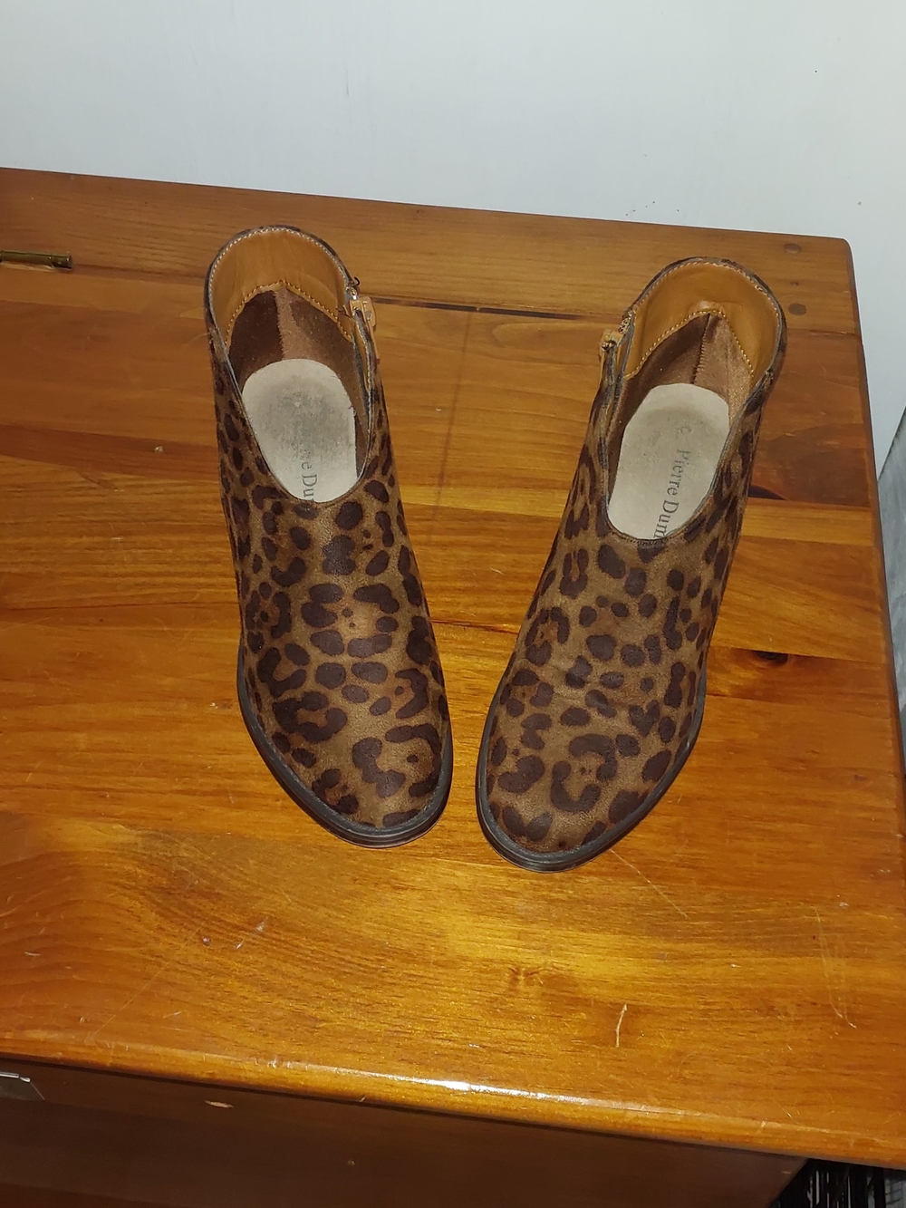 Pierre Dumas Leopard-Print Ankle Booties in Brown